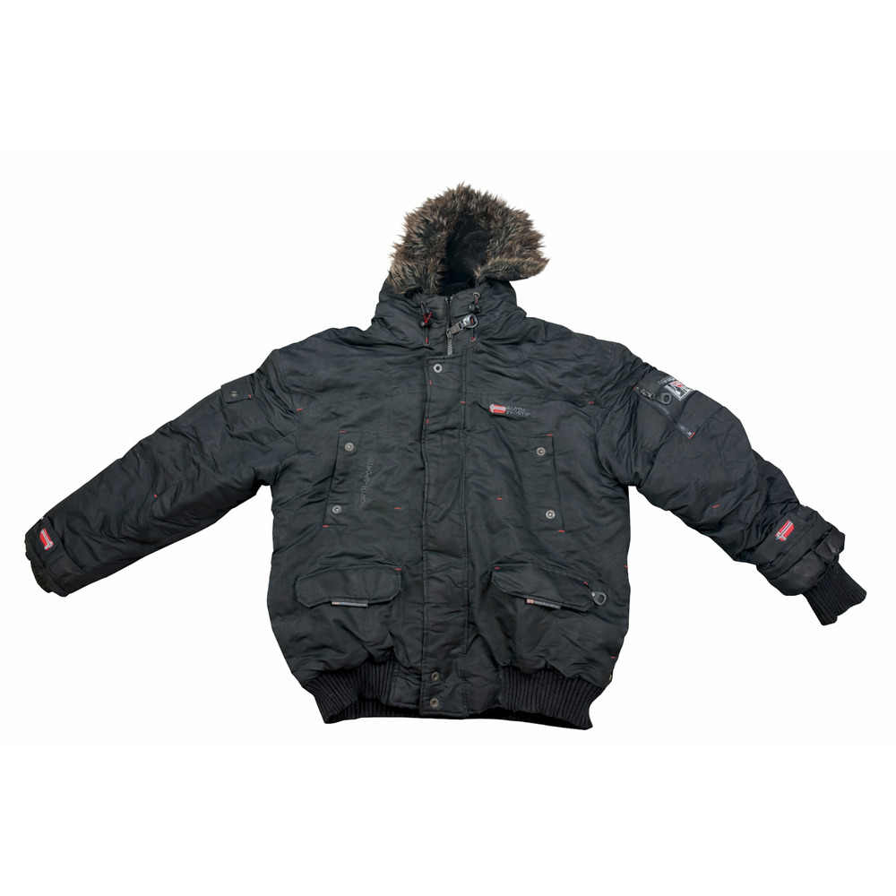 North Sportif Men’s XL Black Faux Fur Hooded Winter Bomber Jacket Coat